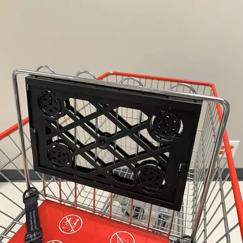 Vista 2 de Marco de carrito de compras, soporte de letrero de doble cara, se fija a la parte delantera del carrito de compras o la parte trasera del asiento