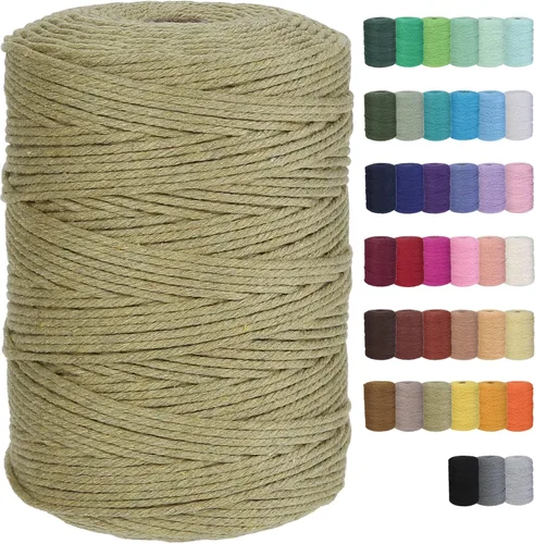 Vista 29 de Cuerda de macramé de algodón de 3 mm, 328 yardas, suministros de macramé de color natural, cuerda de algodón suave para colgar plantas, colgador