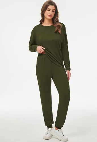 Vista 4 de Fixmatti - Conjunto deportivo de 2 piezas para mujer de estilo informal, pantalón largo