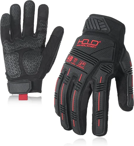 Vista 13 de HANDLANDY Anti Vibration Gloves, SBR Padding, TPR Protector, Mechanic Work Gloves