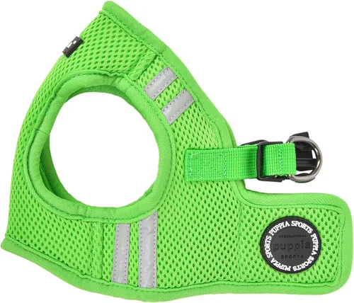 Puppia Arnés suave para perro, sin estrangulamiento, reflectante, triple capa, malla transpirable para perros pequeños y medianos, verde, S