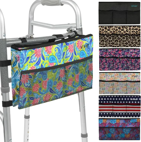 Vista 12 de Bolsa para andador Vive - Bolsa de cesta para silla de ruedas con accesorios (resistente al agua) - Accesorio de caddy para personas mayores
