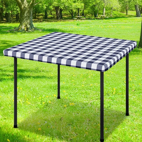Vista 27 de Smiry Mantel cuadrado de pícnic, manteles de vinilo elásticos impermeables, fundas de mesa de lana cuadriculada con parte trasera de franela