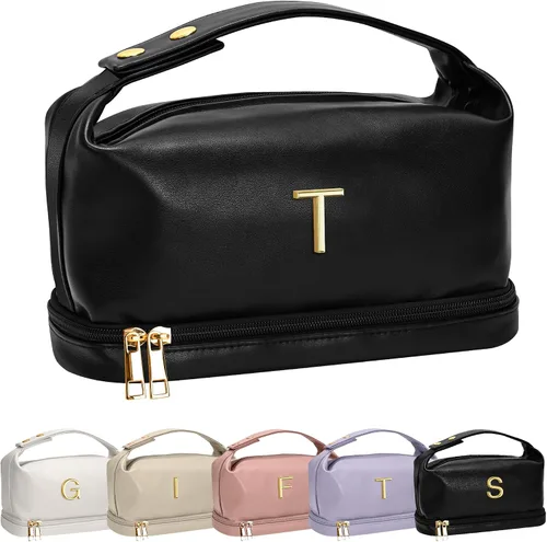 Vista 82 de Bolsa de maquillaje inicial con asa para mujer, doble capa