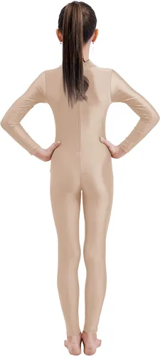 Vista 3 de Javly Leotardo de una pieza de elastano de manga larga con cremallera y cuello alto para niñas, disfraz de Navidad