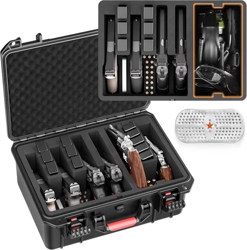 Vista 10 de Kinghardcase Estuches para armas de mano, 5 estuches para pistolas y 21 cargadores Estuches para pistolas precortados con múltiples pistolas a