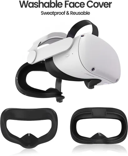 Vista 6 de Protective Cover Compatible with Oculus Quest 2 Accessories, Silicone Controller Grip Cover Protector, Soft Shell Skin with Face Cover and Lens