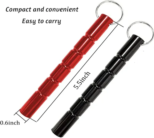 Vista 3 de 2 armas de autodefensa, herramienta táctica para romper cristales, decoración de llavero, Negro, Rojo