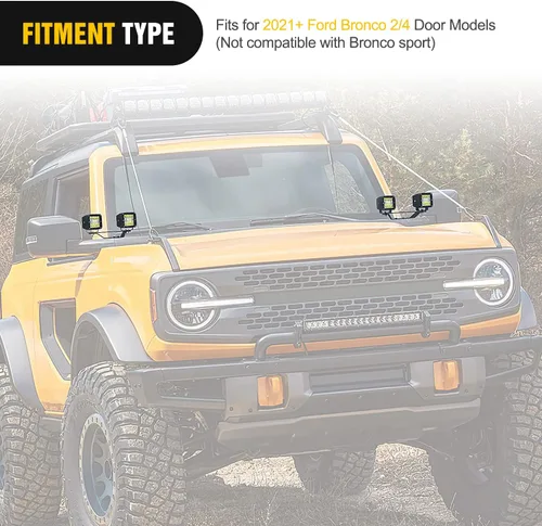 Vista 6 de Nilight 2 piezas de soportes de montaje de bisagra de parabrisas inferior de pilar A doble para bombillas LED de niebla todoterreno para Ford Bronco