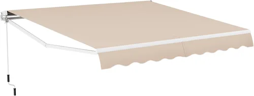 Vista 13 de Tangkula - Toldo retráctil de 10 pies x 8.2 pies, toldo de aluminio para patio con mango de manivela y poliéster resistente al agua, toldo retráctil