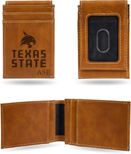 Vista 31 de Rico Industries NCAA Arizona State Sun Devils Brown - Cartera de bolsillo frontal personalizada con grabado láser - Delgada/ligera - Gran artículo