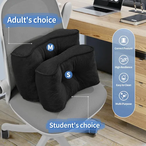 Vista 5 de Almohada de apoyo lumbar para silla de escritorio de estudio, almohada de apoyo de espuma de látex natural tamaño bocado para aliviar el dolor