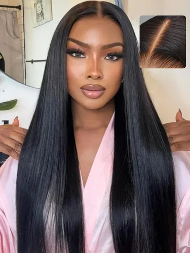 Vista 13 de UNICE Yaki Straight Pelucas Frontales de Encaje 13x4 de Cabello Humano con Cordón Pre Everything Sin Pegamento Peluca Frontal de Cabello Humano Pre