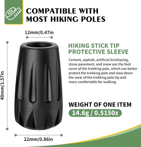 Vista 2 de Puntas de goma de repuesto duraderas para bastones de trekking, tapas universales antideslizantes para bastones de senderismo, accesorios de caña