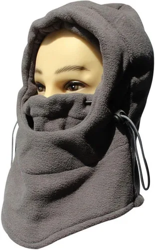 FUYI - Gorro con máscara de cara entera para ski. Gorro para invierno cortaviento con cálido cuello forrado en polar para mujer, talla única , Gris