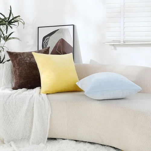Vista 7 de Jeneoo Fundas de Almohadas Decorativas Azul Bebé de Chenilla Suave Cómodas Cuadradas para Cojines de Sofá para Decoración de Sala de Estar Cama Sofá