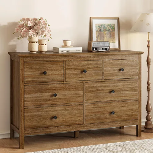 Vista 17 de LYNSOM Cómoda blanca para dormitorio, cómoda de 6 cajones con asas de metal, cómoda de madera moderna para sala de estar, entrada y pasillo