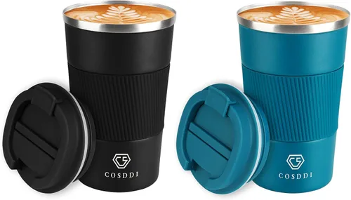 Vista 13 de CS COSDDI - Vaso térmico de acero inoxidable de 12 onzas con aislamiento al vacío, taza de viaje de café a prueba de derrames con tapa