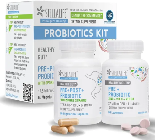 Vista 9 de StellaLife Probióticos Kit de Prebióticos Orales e Intestinales Post Probióticos: 44.5B UFC, 11 cepas de esporas orales y 6 intestinales
