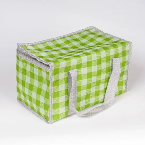 Vista 2 de Bolsa de picnic aislada reutilizable, bolsa de playa con cremallera superior, bolsa aislada para calor o frío, cesta de picnic plegable, picnic