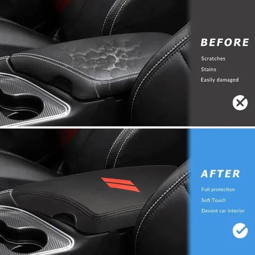 Vista 2 de INTGET Funda de Reposabrazos de Consola Central de Coche para Accesorios Dodge Challenger 2023 2022 2021 2020 2019 2018 2017 2016 2015 Funda