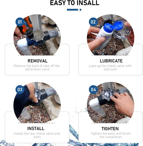 Vista 5 de 7305 Pieza de repuesto de 2 a 2.5 pulgadas para válvula de retención Jandy compatible con sistema de piscina de tierra, bañera y spa 180-Dgree