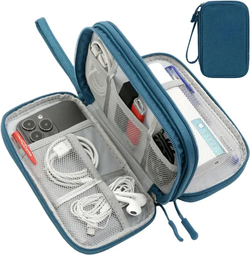 Vista 20 de CAAORDKSO Bolsa Organizadora de Electrónicos para Viaje, Estuche Pequeño Organizador de Cables Impermeable, Bolsa de Accesorios, Estuche Electrónico
