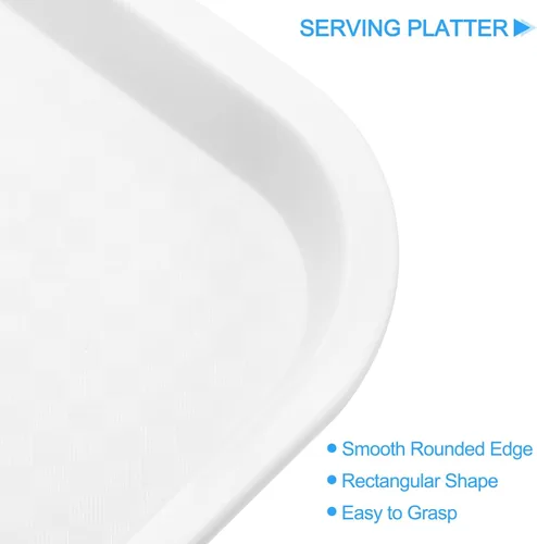 Vista 3 de uxcell Bandejas de plástico de comida rápida a granel de 12 x 16 pulgadas rectangulares para servir, bandejas de cafetería, platos para servir
