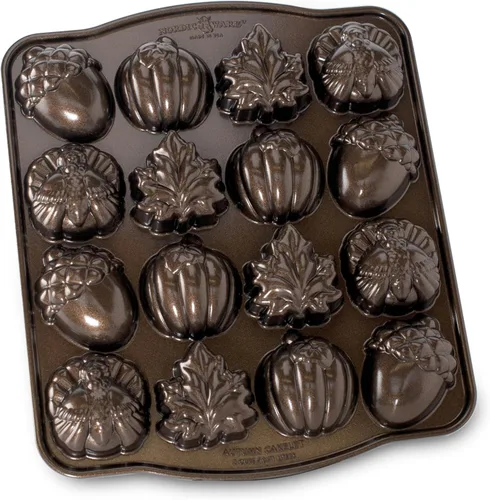 Nordic Ware Otoño Cakelet Pan, 3 tazas, bronce