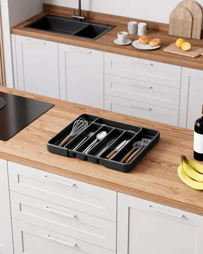 Vista 3 de Kitsure Organizador de cajón de cubiertos para cocina, bandeja de cubiertos ajustable para clasificación de utensilios sin esfuerzo, solución
