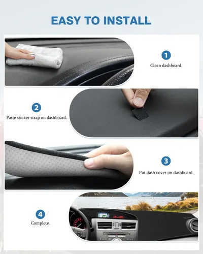 Vista 7 de FIILINES Cubierta para tablero Compatible con Mazda 3 2010-2013 Accesorios Tapete para tablero para Mazda 3 Accesorios Tapete para salpicadero