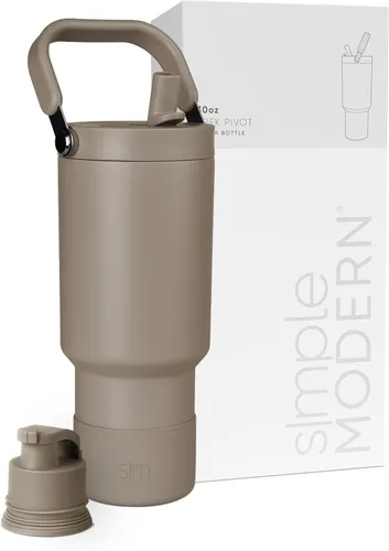 Vista 42 de Simple Modern Trek Pivot Vaso con pajita abatible de 30 oz con asa Botella de agua y protector Tapas intercambiables de pajita y para beber