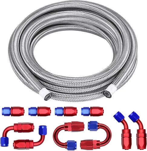 Vista 11 de 6AN Kit de Accesorios de Línea de Combustible PTFE de 10 Pies, Manguera de Combustible Trenzada de Nylon E85 con Kit de Adaptadores de Accesorios