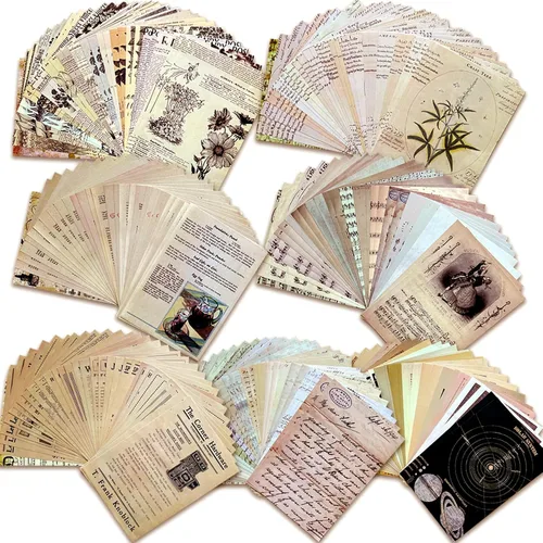 BLEDS 210 hojas de papel de álbum de recortes, suministros de diario vintage, papel de manualidades estéticas para diario basura, efímera, coqueta,