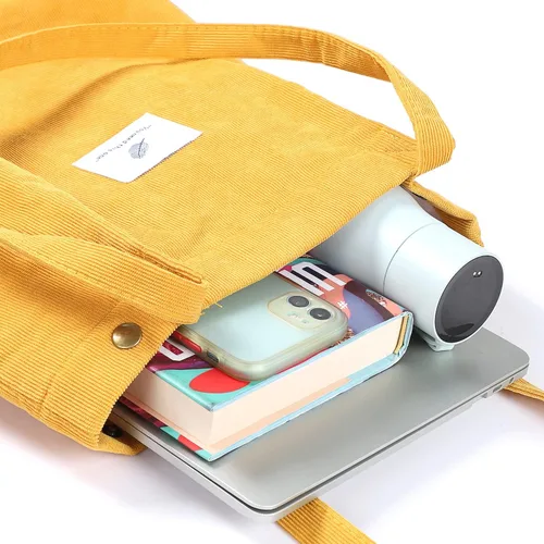 Vista 4 de WantGor Bolso de mano o de hombro de pana y de gran capacidad para mujer