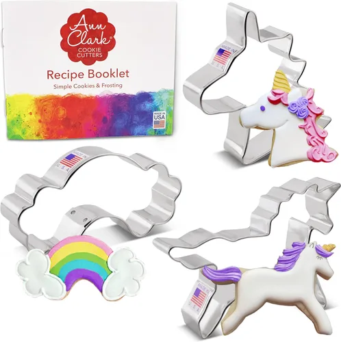 Vista 3 de Ann Clark cortador de galletas con diseño de cabeza de unicornio - 4 pulgadas - Acero enchapado en estaño