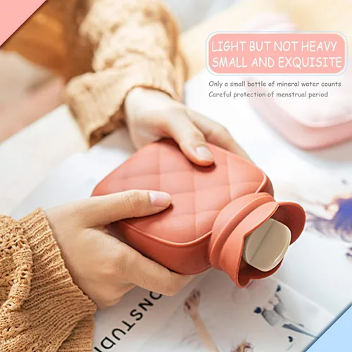 Vista 7 de Redify Pequeña bolsa para botella de agua caliente para compresas frías y calientes con cubierta, calefacción por microondas, silicona suave