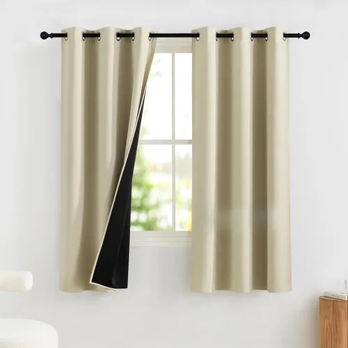 Vista 104 de NICETOWN Cortinas 100% Opacas Cortas de 36 Pulgadas de Largo para Dormitorio, Privacidad Aislamiento Térmico con Ojales Cortinas de Ventana