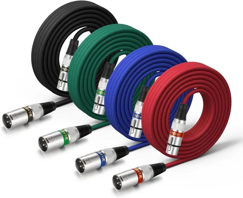 Vista 13 de EBXYA Cable XLR de 2 pies, paquete de 10 unidades, 3 pines, cable de micrófono XLR equilibrado macho a hembra, adecuado para mezclador de audio