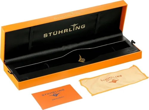 Vista 3 de Stuhrling Original Winchester 877.01 Reloj automático automático con correa de cuero genuino negro para hombre, PlataNegro, Moderno