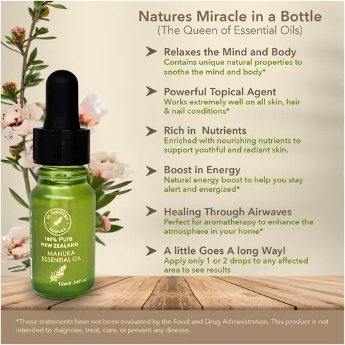 Vista 4 de Aceite de manuka 100%, 10 veces más potente que el aceite de árbol de té (0.33 onzas líquidas), de NZ Country