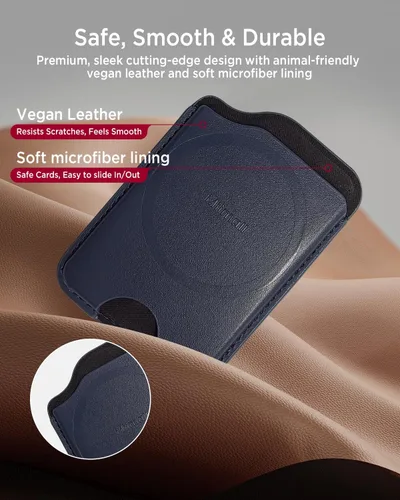 Vista 8 de Miimall for Leather MagSafe Wallet for Samsung Galaxy S26/S25 Series, Z Fold 7/6, Dual Magnet on Both Sided Phone Wallet for Google Pixel