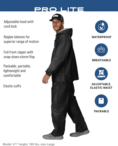 Vista 2 de FROGG TOGGS Traje de lluvia Pro Lite para hombre, impermeable, transpirable, protección confiable contra la intemperie húmeda