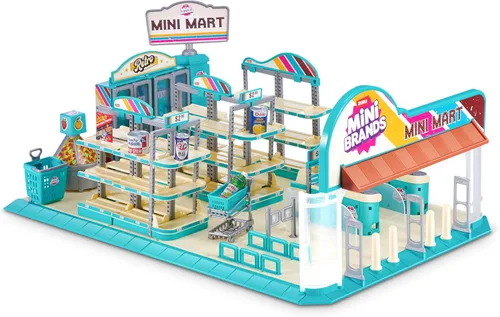 Vista 3 de Mini Brands Retro Mini Mart con 5 Minis, Set de juego exclusivo de Amazon, de ZURU – Tienda coleccionable en miniatura real para niños, juego