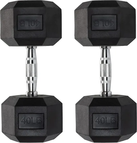 Vista 9 de Mancuernas hexagonales – Pesas recubiertas de PVC resistente, asas moleteadas cromadas – Entrenamiento, ejercicio, levantamiento