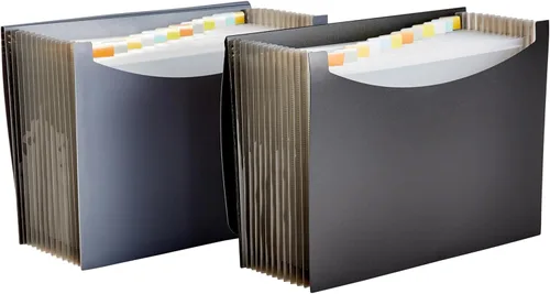 Amazon Basics - Carpeta expandible organizadora de archivos, tamaño carta, negro y gris, 2 unidades