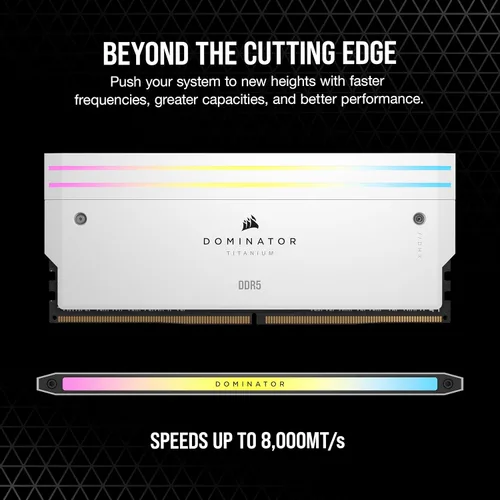 Vista 3 de CORSAIR Dominator Titanium RGB DDR5 RAM 64GB (2x32GB) DDR5 6600MHz CL32 Intel XMP iCUE Memoria de Computadora Compatible - Blanco