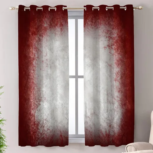 Vista 133 de Shrahala Beige and Orange Abstract Art Brushstrokes Tier Curtains for Kitchen Windows, Abstract Oil Paint Cafe Curtain Multilayer Polyester Blackout