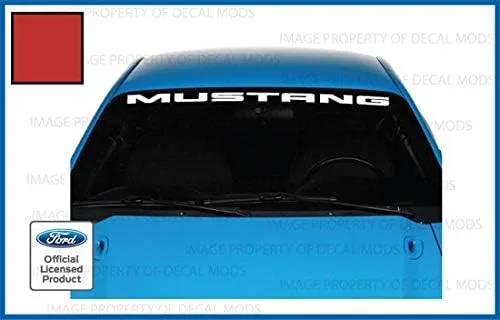 Vista 6 de Decal Mods Cartel para parabrisas delantero compatible con Ford Mustang (1999-2004), calcomanía gráfica V6 - M (negro brillante), CB