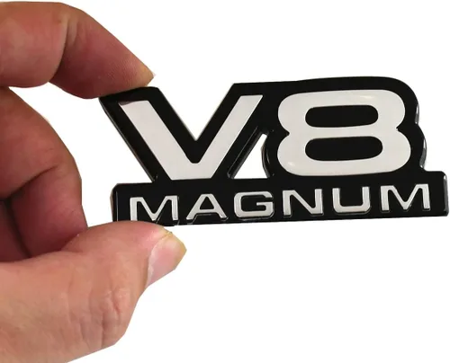 Vista 7 de 1 emblema V8 Magnum para puerta de guardabarros, placa de identificación 3D, logotipo 1500 Van apto para 94-01 Magnum (negro rojo)